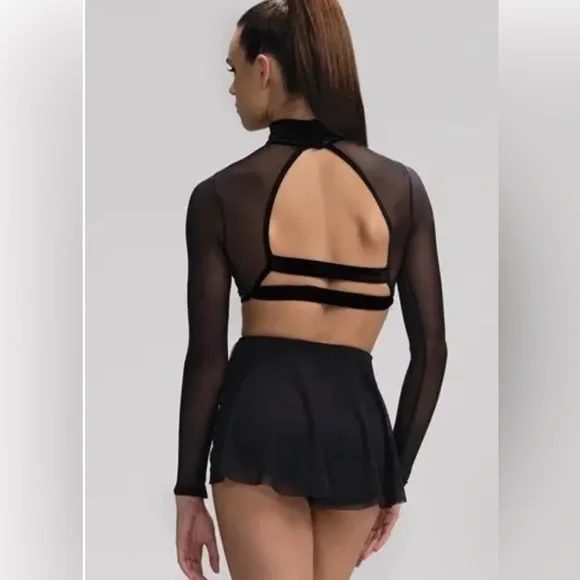 Weissman black velvet sequin jazz dance leotard costume